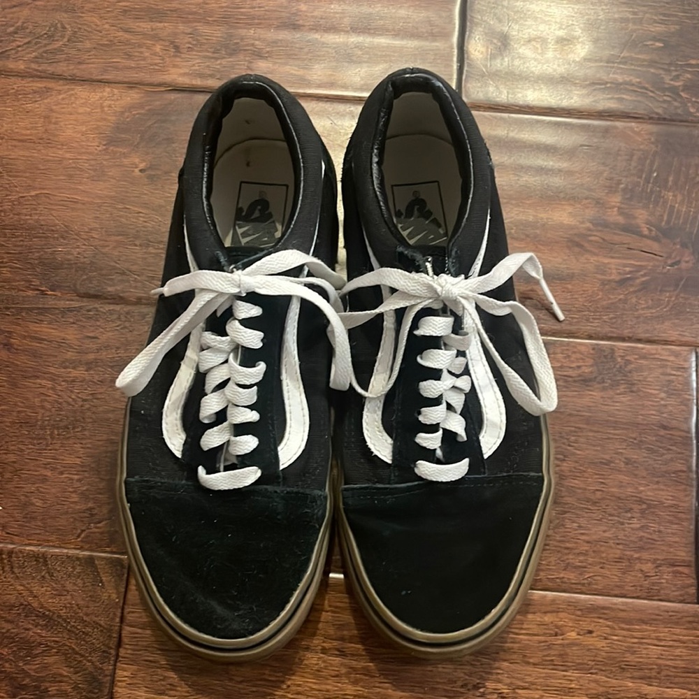 Vans low top black with brown soles